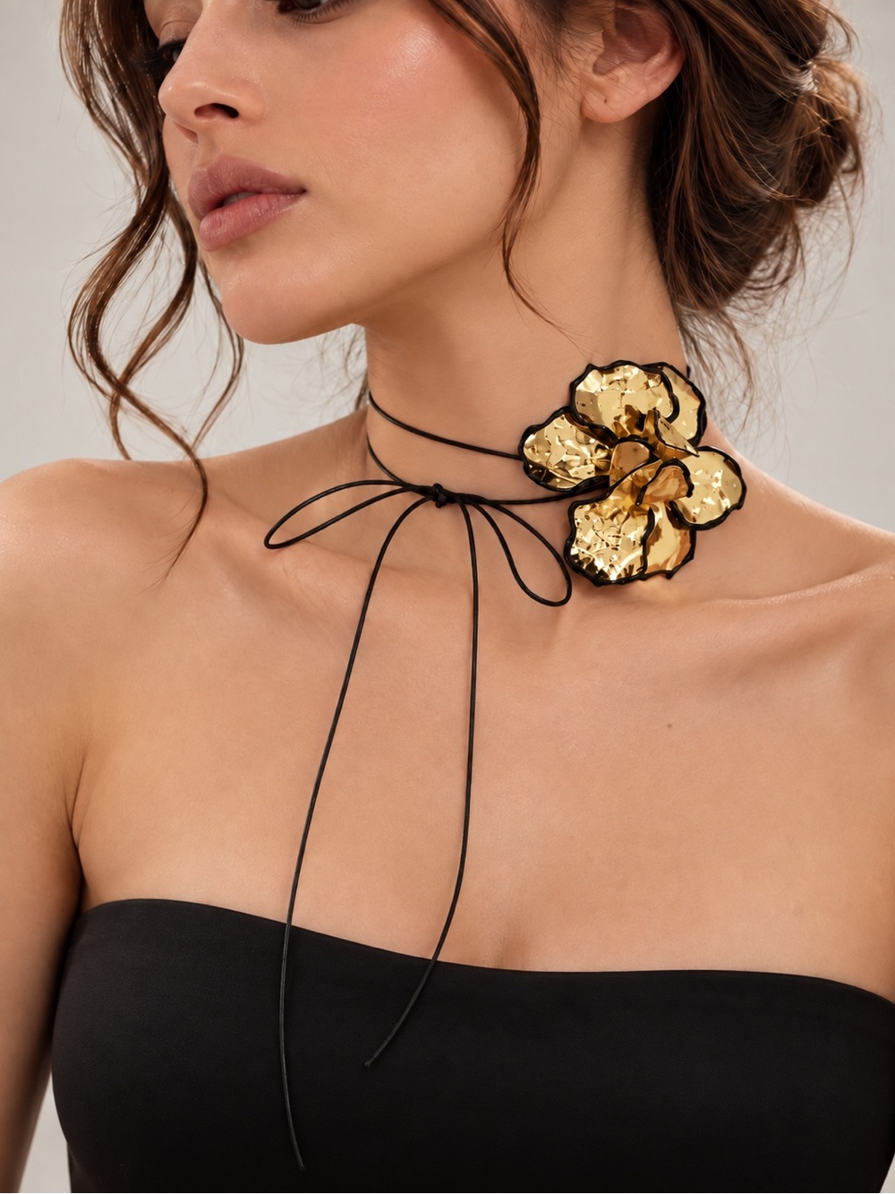 Gold Floral Choker Necklace